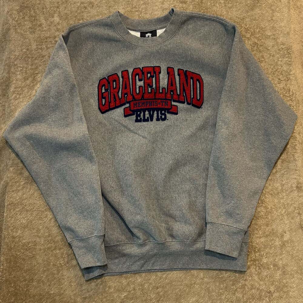 Graceland Elvis Presley Gray Memphis TN Crewneck Sweatshirt, Size Medium